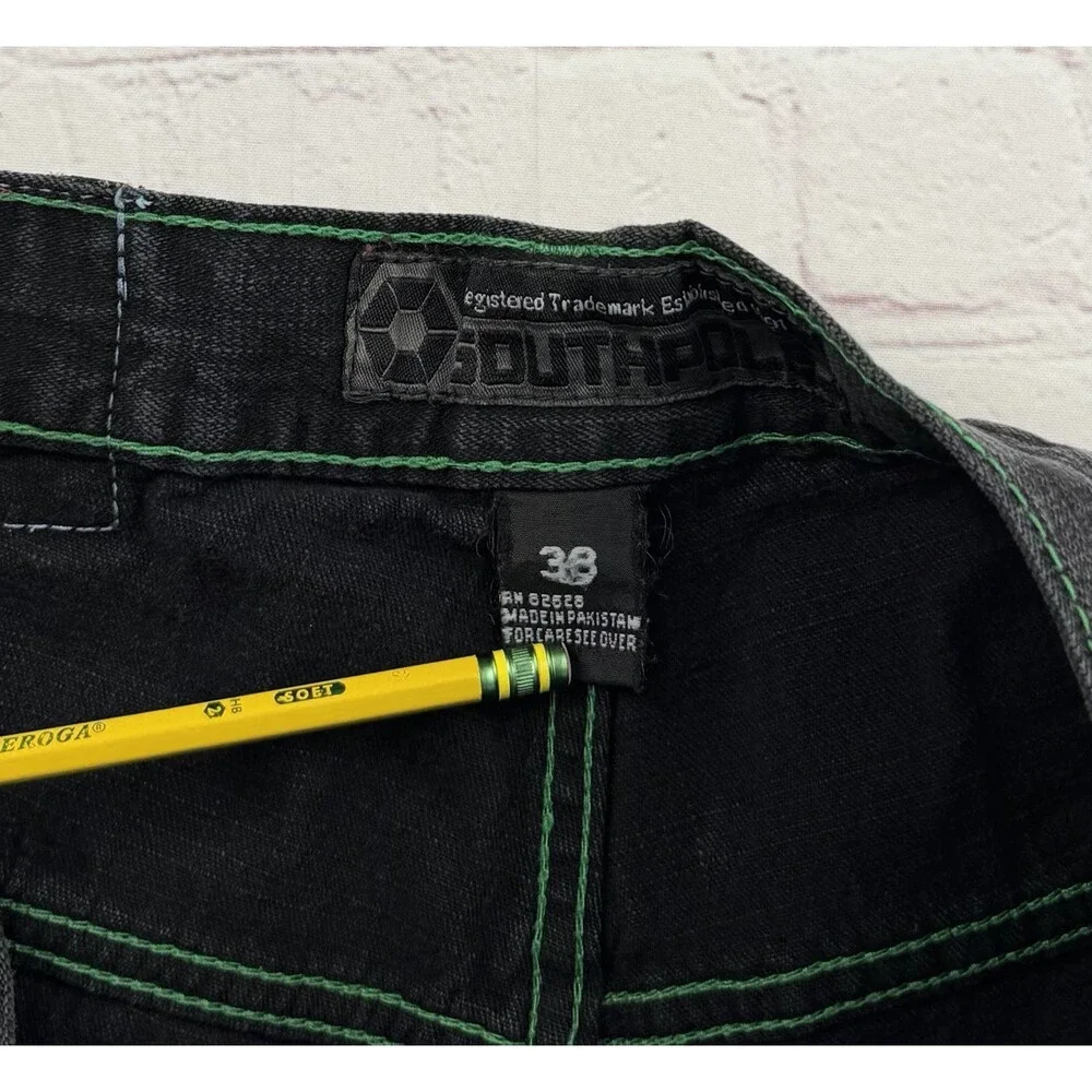 Vintage Southpole Black Jean Shorts Mens 38 Shorts Baggy Y2K Hip Hop